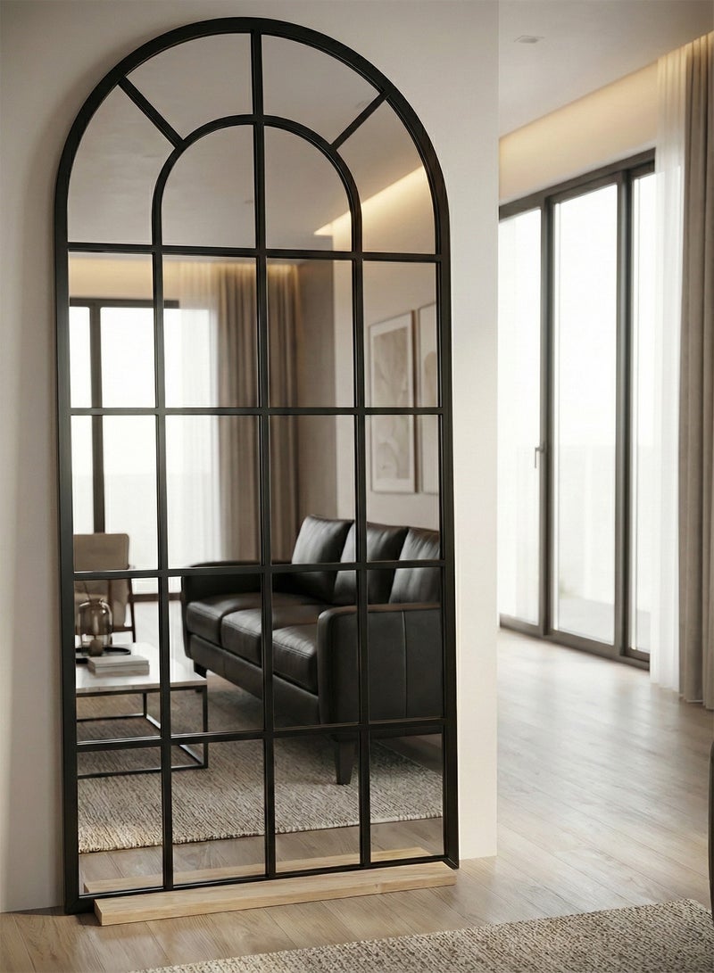M-Smart large mirror with elegant design 180x80cm - full length mirror with black metal frame and back stand - its wonderful design is suitable for living rooms, dressing rooms and bedrooms - Image 1